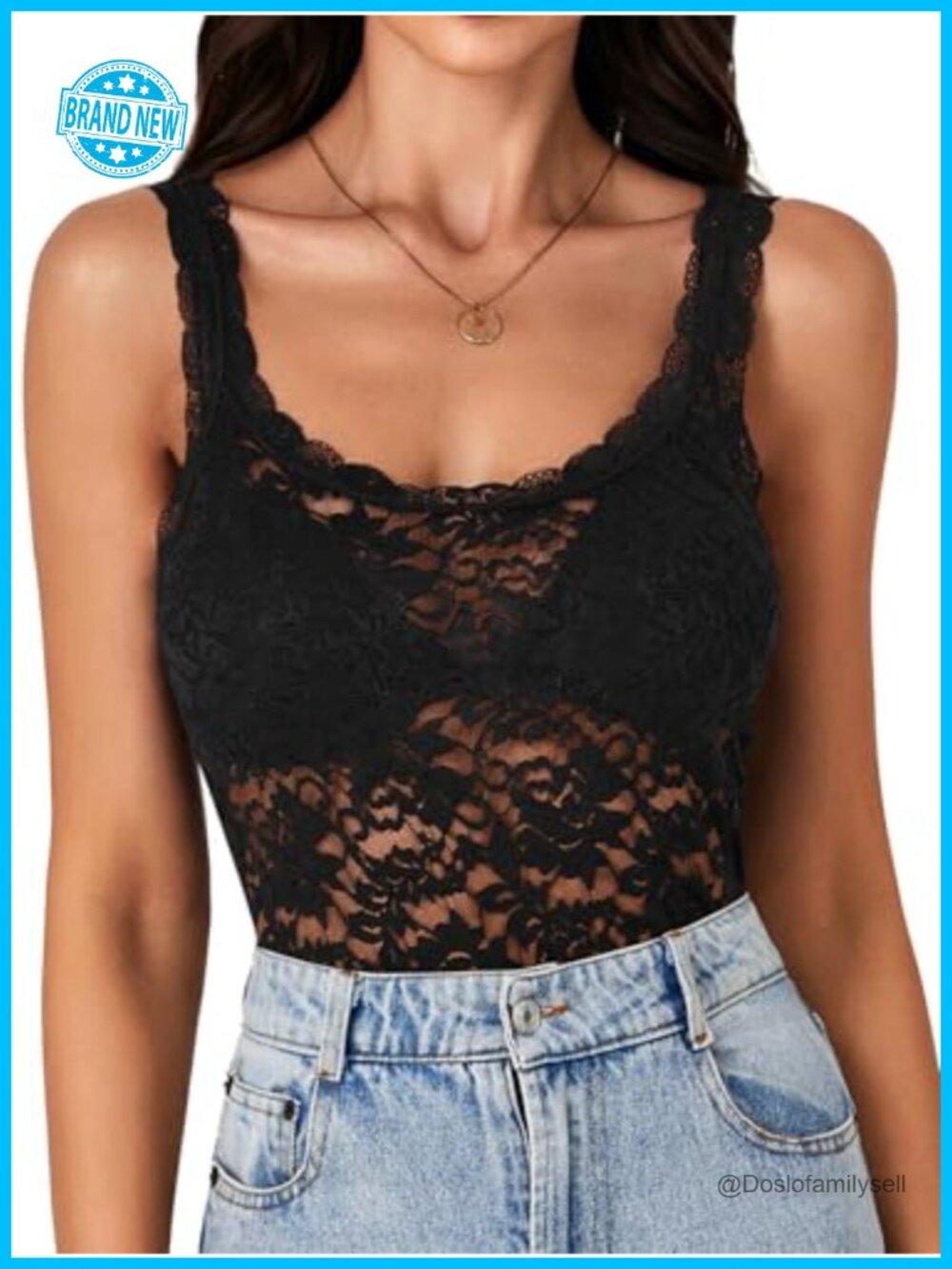 Women's Floral Lace Sexy Spaghetti Strap Tank Top
